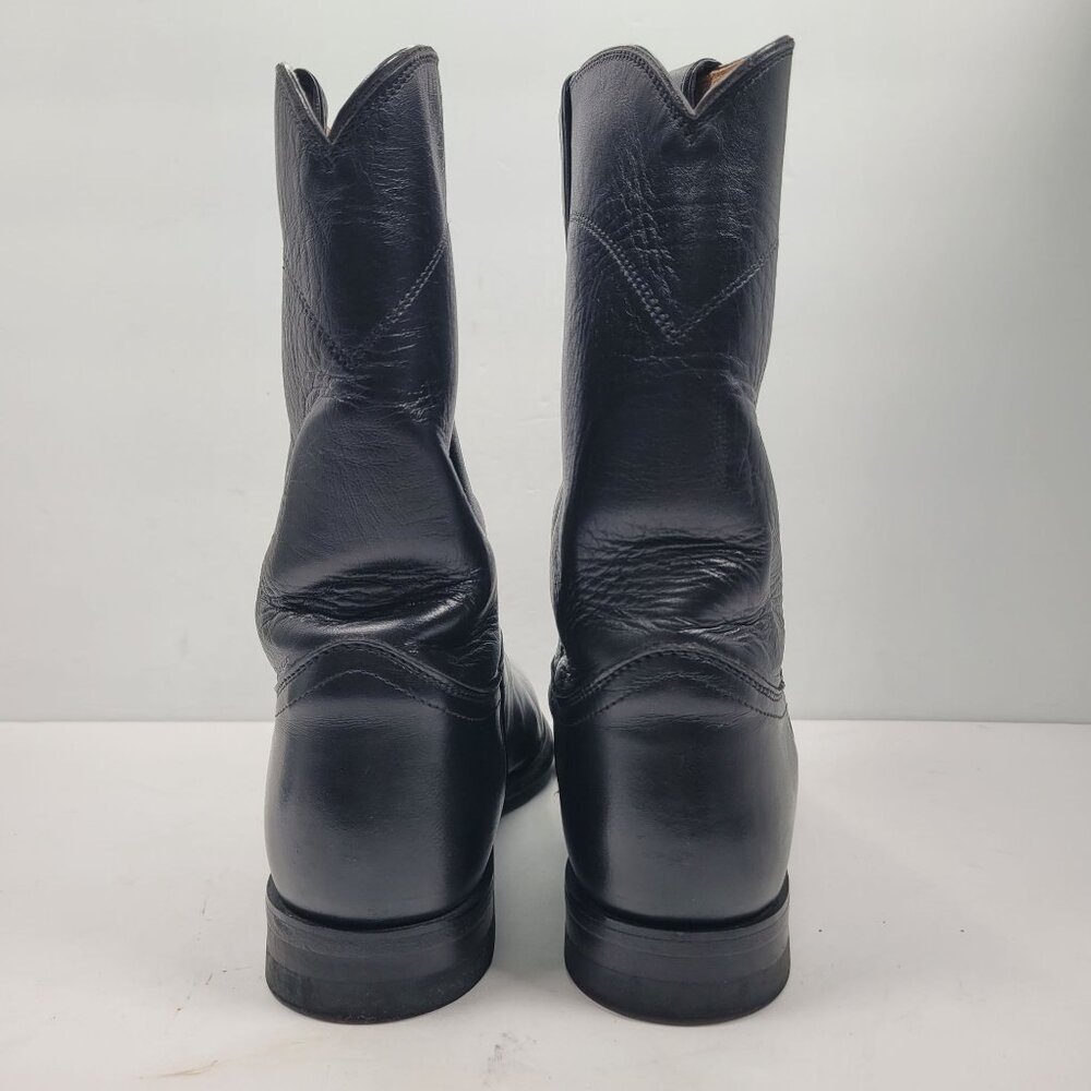Justin Jackson 10" Roper Men's Black Leather Western Cowboy Boots US Size 13B - Picture 4 of 11